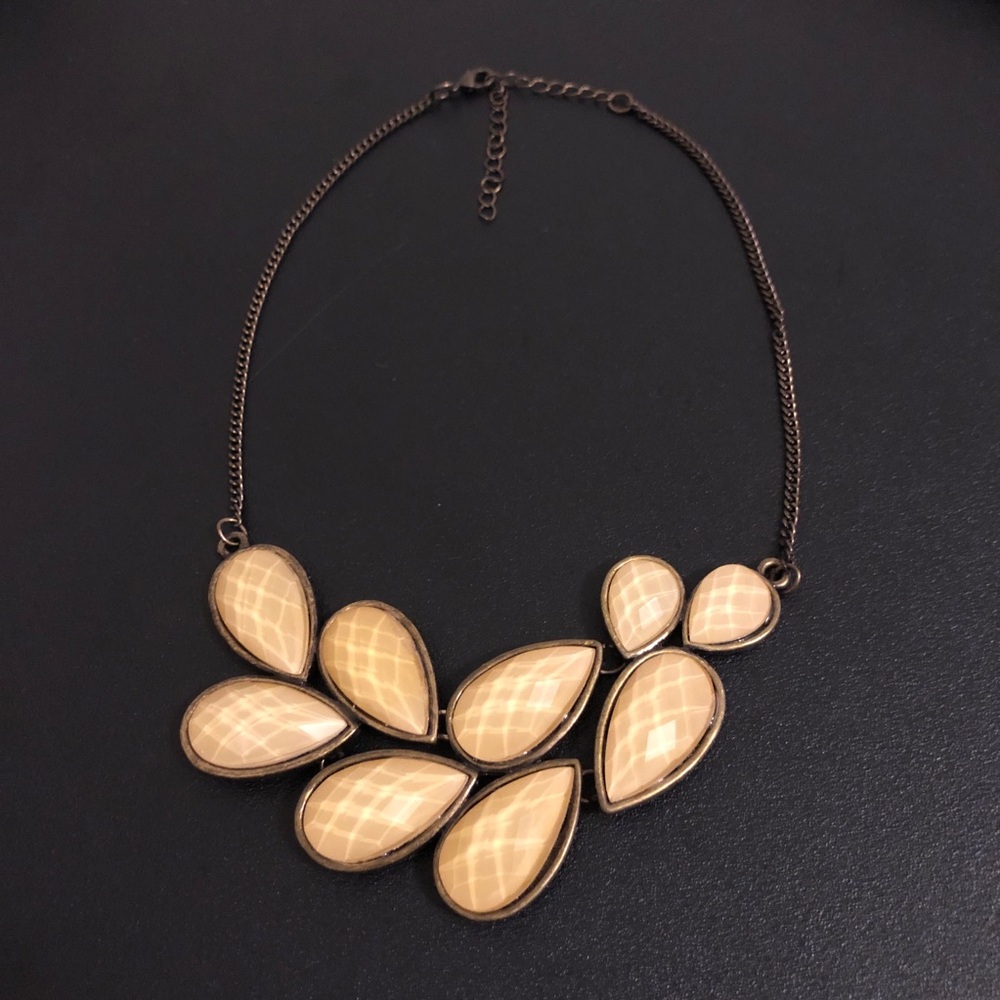 Vintage Women's Yellow Teardrop Statement Necklace